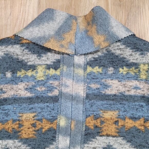 🔺️Unity World Wear Blue Fleece Open Cardigan Sweater Medium - Picture 5 of 12